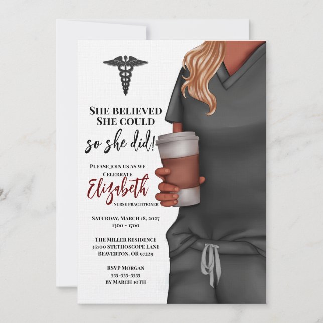 Grey Scrubs Nursing School Graduation Invitation (Front)