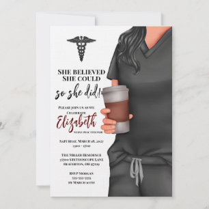 Grey Scrubs Nursing School Graduation Invitation