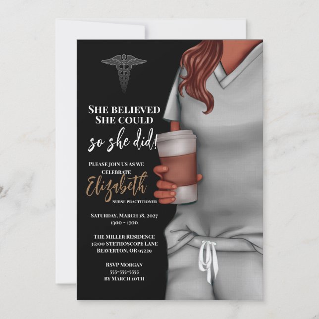 Grey Scrubs Nursing School Graduation Invitation (Front)
