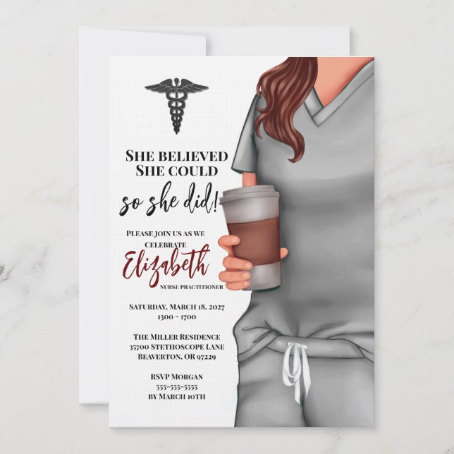 Grey Scrubs Nursing School Graduation Invitation (Front)