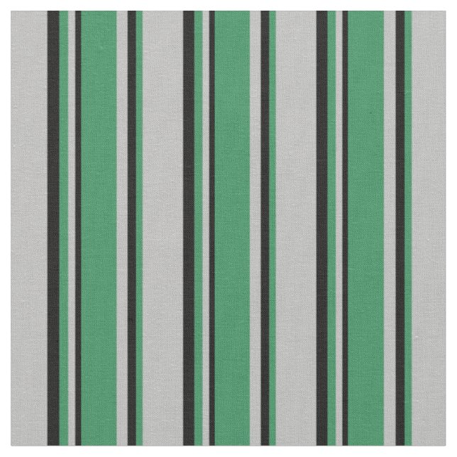 Grey, Sea Green & Black Coloured Stripes Fabric (Close Up)