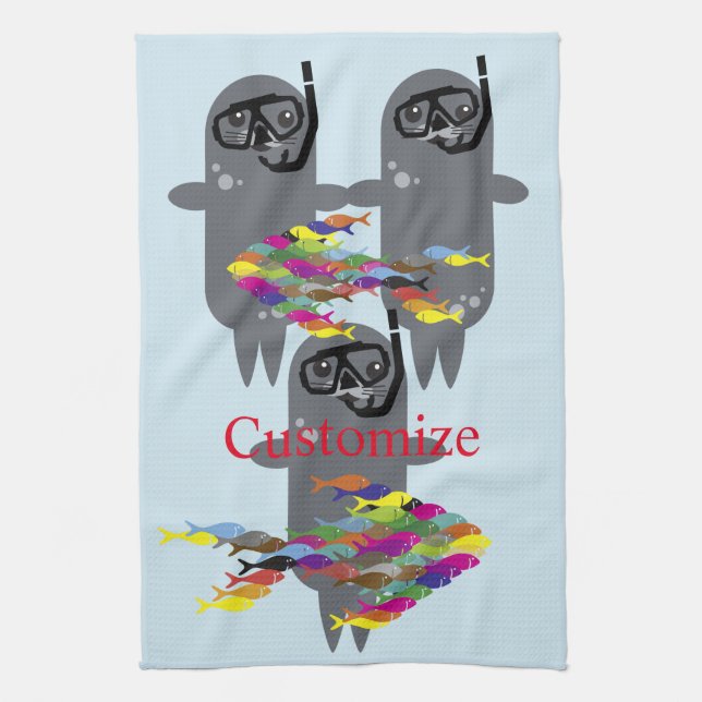 Grey Seal Thunder_Cove  Tea Towel (Vertical)