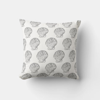 Grey Seashell elegant seamless pattern Cushion