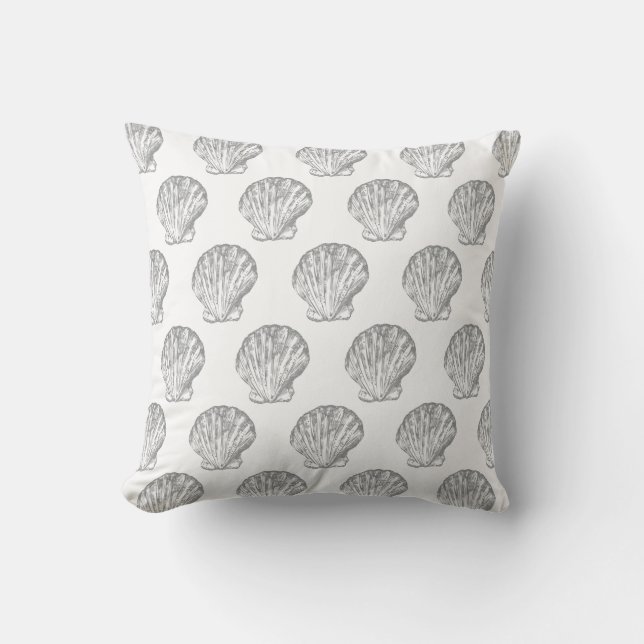 Grey Seashell elegant seamless pattern Cushion (Front)