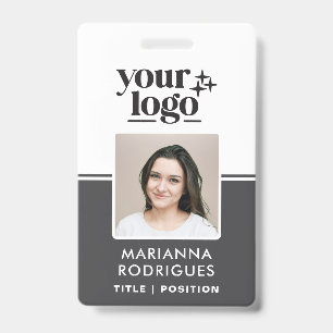 Grey Security Logo Photo Barcode Employee ID Badge