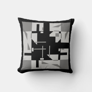 Grey Shades Black 4 Corner Small Shapes Labyrinth Cushion
