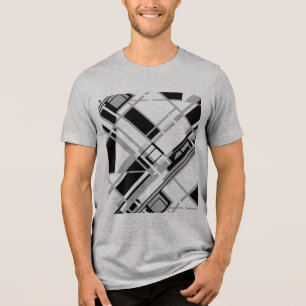 Grey Shades Black Diagonal Gameboard MCM Look Tri-Blend Shirt