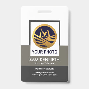 Grey Shades Box Column Photo Template Staff ID Badge