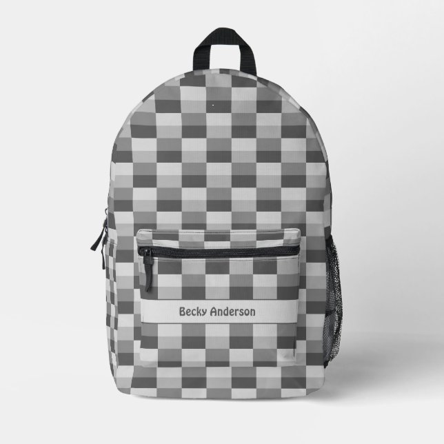 Grey Shades Colour Blocks Printed Backpack (Front)
