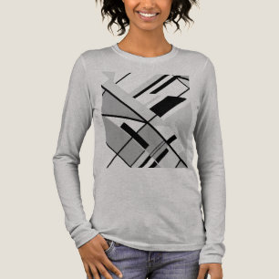 Grey Shades with Black Diagonal Geometric Design Tri-Blend Shirt