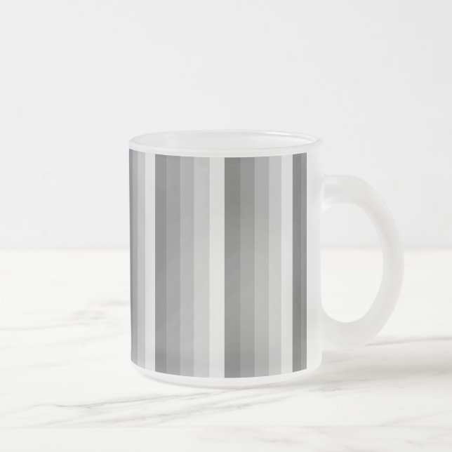 Grey shadow stripes frosted glass coffee mug (Right)