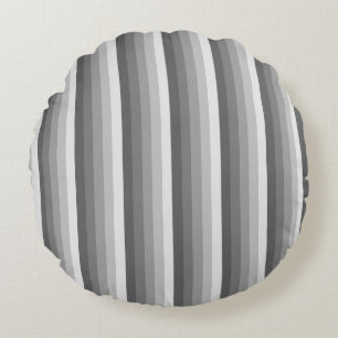 Grey shadow stripes round cushion