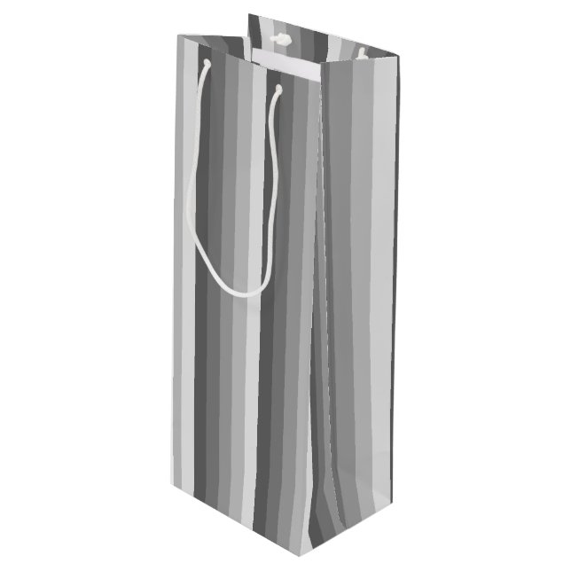 Grey shadow stripes wine gift bag (Front Angled)