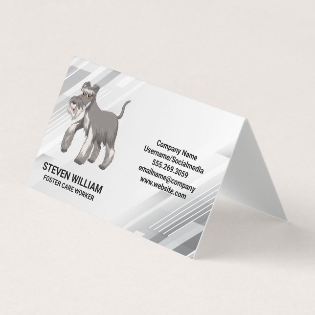 Grey Shaggy Dog | Animal Services Business Card (Front)