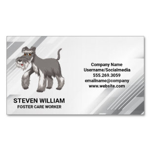 Grey Shaggy Dog   Animal Services Magnetic Business Card