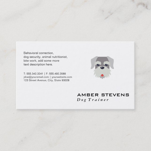 Grey Shaggy Dog Icon Business Card (Front)