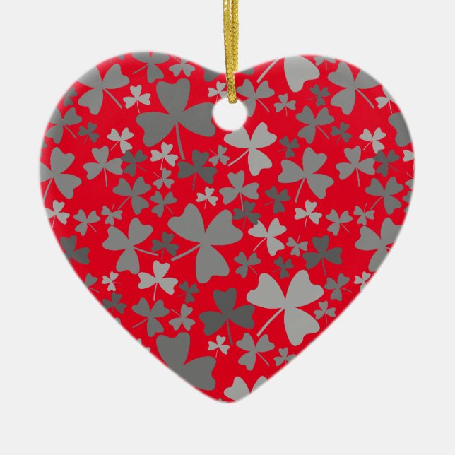 Grey Shamrocks Ceramic Tree Decoration (Front)