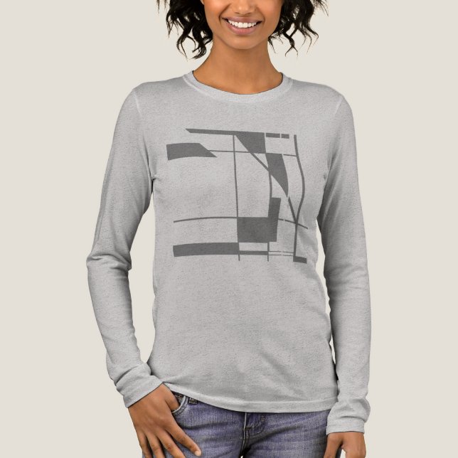 Grey Shapes Lines MCM-inspired Geometric Abstract Tri-Blend Shirt (Front)