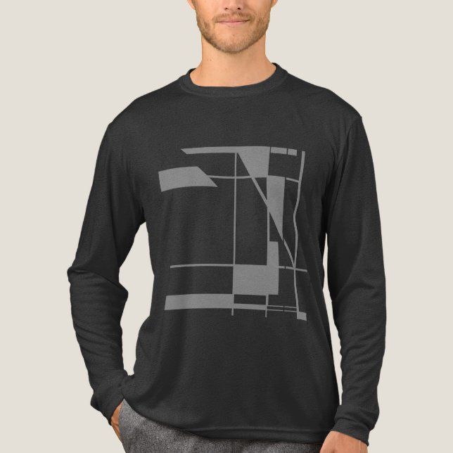 Grey Shapes Lines MCM-inspired Geometric Abstract Tri-Blend Shirt (Front)