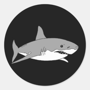 Grey shark classic round sticker