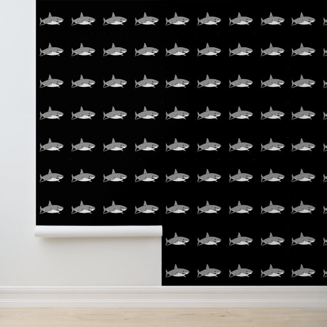 grey sharks in black wallpaper (Application)