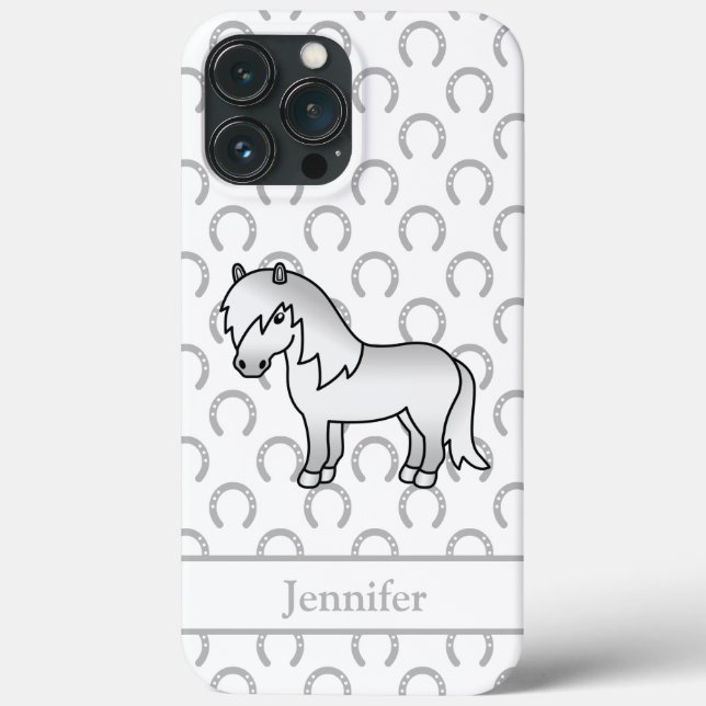 Grey Shetland Pony Cute Cartoon Illustration Case-Mate iPhone Case (Back)