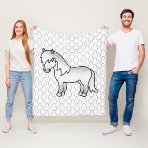 Grey Shetland Pony Cute Cartoon Illustration Fleece Blanket