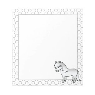 Grey Shetland Pony Cute Cartoon Illustration Notepad
