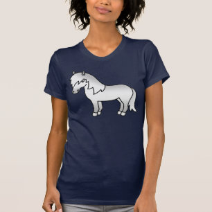Grey Shetland Pony Cute Cartoon Illustration T-Shirt