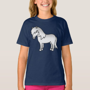 Grey Shetland Pony Cute Cartoon Illustration T-Shirt