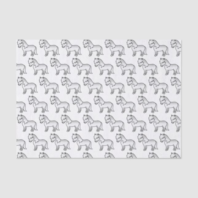Grey Shetland Pony Cute Cartoon Pony Pattern Tissue Paper (Front)