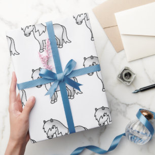 Grey Shetland Pony Cute Cartoon Pony Pattern Wrapping Paper
