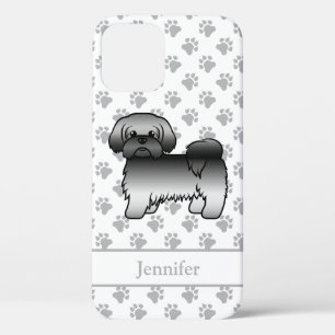 Grey Shih Tzu Cute Cartoon Dog & Name iPhone 12 Pro Case