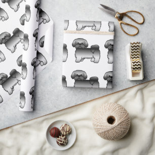 Grey Shih Tzu Cute Cartoon Dog Pattern Wrapping Paper