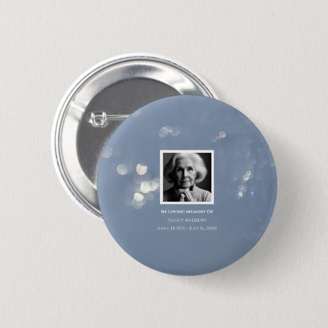 Grey Shimmer Funeral Memorial Bereavement 6 Cm Round Badge (Front & Back)