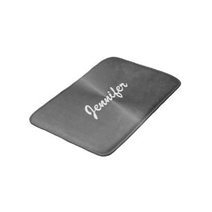 Grey shiny faux metal custom name bath mat
