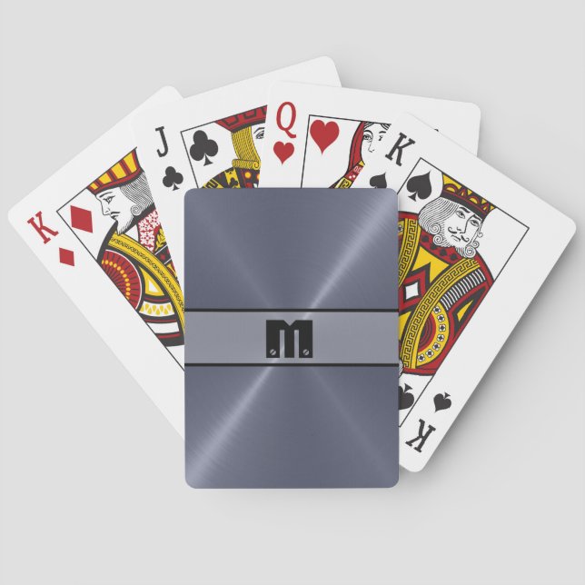 Grey Shiny Stainless Steel Metal 3 Playing Cards (Back)