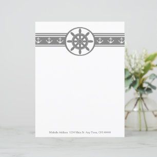 Grey Ships Wheel Personalised Paper Sheet