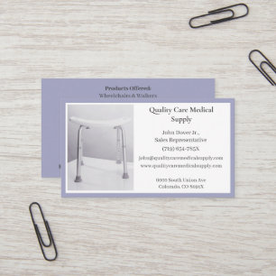 Grey Shower Chair Equipment Medical Senior Care Business Card
