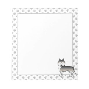 Grey Siberian Husky Cute Cartoon Dog Notepad
