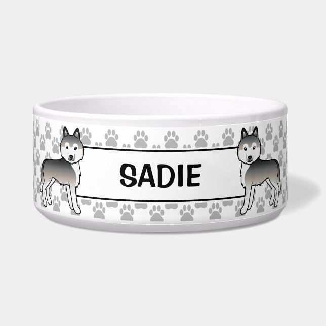 Grey Siberian Husky With Custom Pet Name (Front)