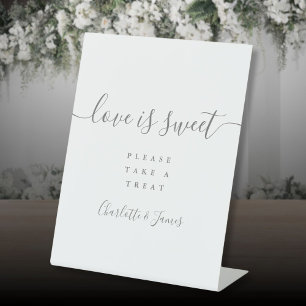 Grey Signature Script Love Is Sweet Favour Pedestal Sign