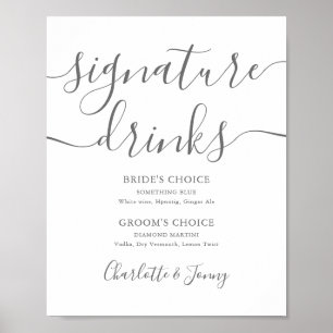 Grey Signature Script Signature Drinks Sign