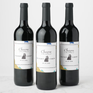 Grey Silhouette on Colourful Background Wine Label
