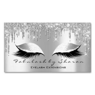 Grey Silv Glitter Spark Drips Makeup Artist Lashes Magnetic Business Card