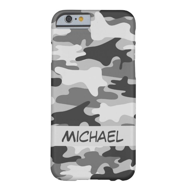 Grey Silver Camo Camouflage Personalised Name Case-Mate iPhone Case (Back)