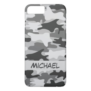 Grey Silver Camo Camouflage Personalised Name Case-Mate iPhone Case