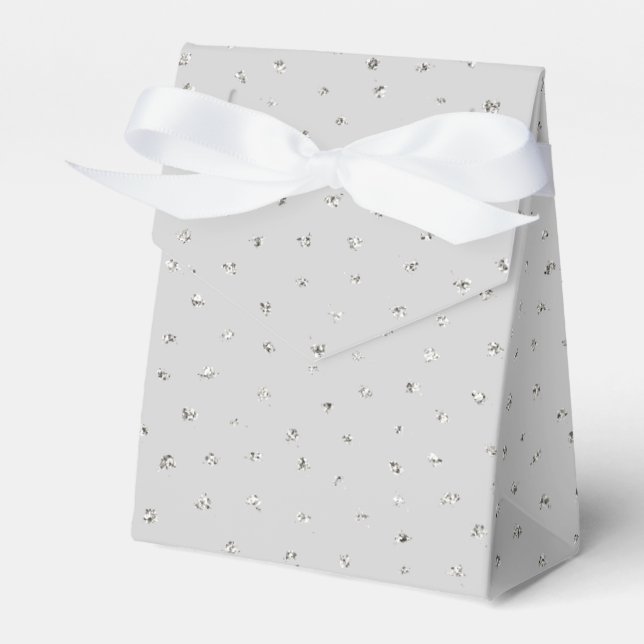 Grey Silver Confetti Baby Shower Favour Box (Front Side)