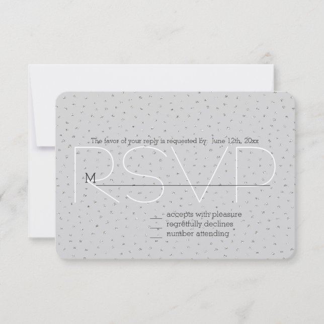 Grey Silver Confetti RSVP Card (Front)