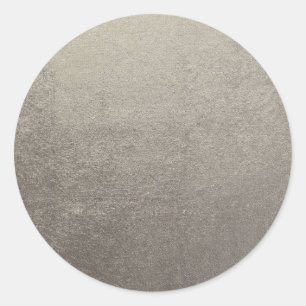 Grey Silver Faux Texture Foil Photo Blank Classic Round Sticker